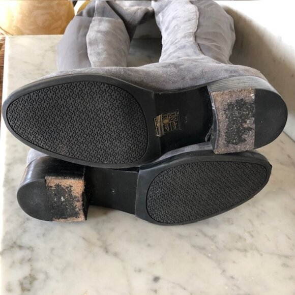 TORY BURCH Caitlin Over Knee Gray Elastic Stretch Suede  Boot 6M - Picture 12 of 17